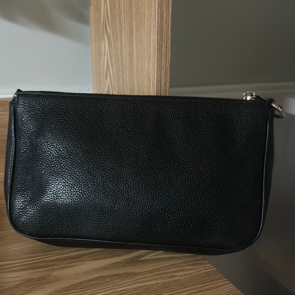 Coach Black and Gold Pebbled Leather Clutch